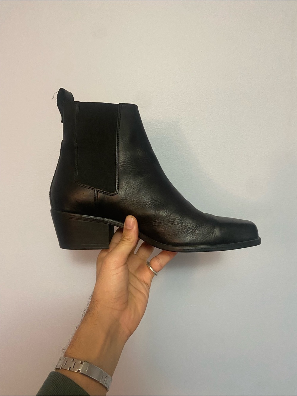 Zara Black Leather Chelsea Ankle Boots